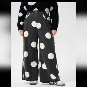 Cider Curve Polka Dot Wide Leg Jeans